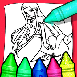 Anime albastru Sirena de colorat