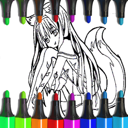 Anime Fox Fata drăguț pagini de colorat