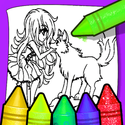 Anime Wolf Girl Pagini de colorat